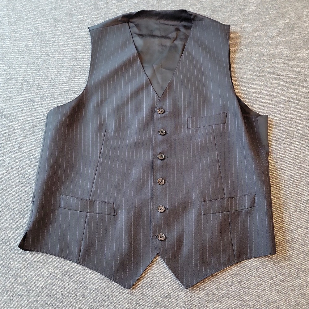 Corneliani Suit Men's 42R Wool 3 Piece Pinstripes Black Pants 35x31 Vest (52 EU) - Picture 10 of 15